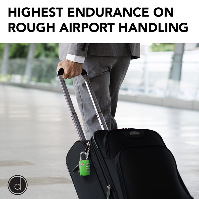 Desired Tools TSA Locks for Luggage, 2-Pc Durable Steel Padlock, Keyless Easy to Read 4-Digit Combination Lock for Backpacks, Travel Suitcases, Toolbox, Filing Cabinets, Baggage & Gym Locker, Green - Image 3